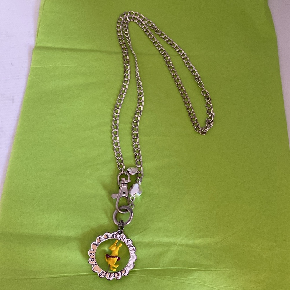 Betsy Johnson Frisky kitty rhinestone necklace/ belt chain silver tone - Picture 2 of 6